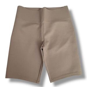 LOFT Women's Size M Taupe Biker Shorts Wide Waistband Pull-On NWOT